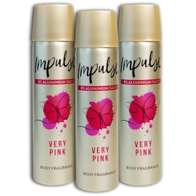 Abbildung von 3 er Pack Impulse Deospray Very Pink ohne Aluminium x 75 ml Deodorant Deo