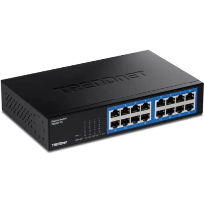 Abbildung von TRENDnet TEG S17D 16 Port Gigabit Desktop Switch, , x RJ 45 Ports, 32Gbps Schaltleistung, lüfterloses Design, Metallgehäuse, internes Netzteil