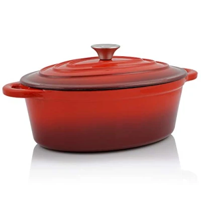Abbildung von BBQ Toro Bräter Gusseisen Cocotte, 4,3 l, rot, oval, Emaillierter Bräter,