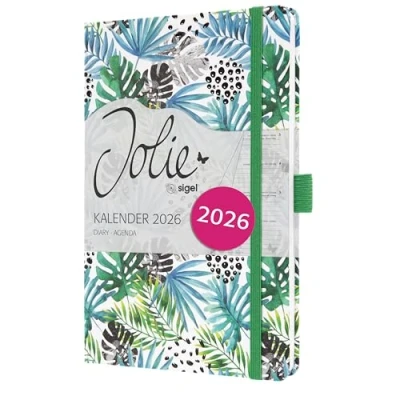 Abbildung von SIGEL J6355 Wochenkalender 2026 ca. A5, grün, hellblau, Hardcover, Gummiband, Stiftschlaufe, Einstecktasche, 174 Seiten, vegan, Buchkalender, Terminplaner Kalenderbuch Jolie