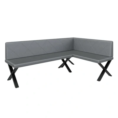 Abbildung von Eckbank Akiko Metal X Eckbankgruppe für Ihrem Esszimmer, Küche modern, Sitzecke, Essecke. Perfekt Küche, Büro und Rezeption. Solide Starke Verarbeitung. (196x128 Rechts Soft18)