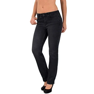 Abbildung von ESRA High Waist Jeans Damen Straight Jeanshose Stretch bis Große Größe G400
