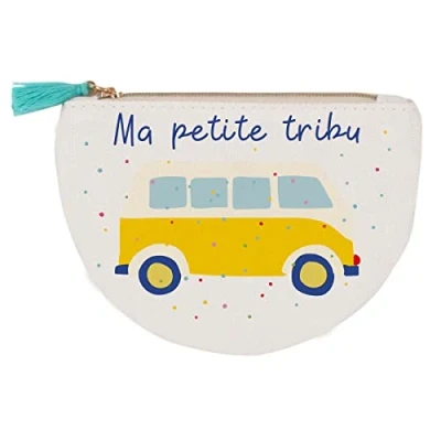 Abbildung von Draeger Paris Geldbörse Ma Petite Tribu, 100% Baumwolle, Reißverschluss und Bommel, 12 x 9,5 cm