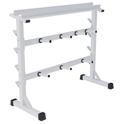 Abbildung von GORILLA SPORTS Langhantelständer Hantelablage 3 Ebenen, 30mm, bis 400 kg, Stahl, Schwarz/Weiß/Silber
