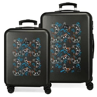Abbildung von Roll Road Gamers Kofferset Schwarz 55/65 cm Hard ABS Kombinationsverschluss seitlich 91 6 kg 4 Doppelrollen Handgepäck