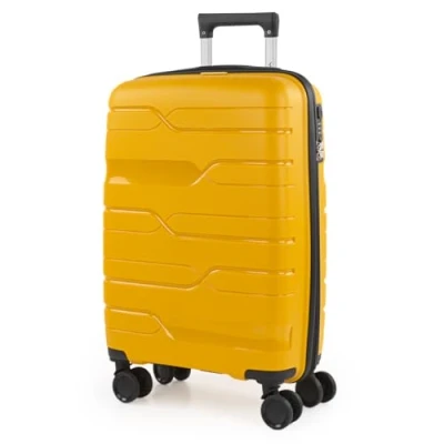 Abbildung von ITACA Koffer Klein Handgepäck 4 Rollen [ 55x38x20 ] Leicht und Robust Reisekoffer aus Hochwertigen Materialien Hartschalenkoffer mit Zah, Gelb