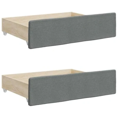 Abbildung von vidaXL Bettschubladen 2 STK., Bettkasten mit Rollen, Schubkasten Schublade für Bett, Bettschubkasten Unterbettschublade, Dunkelgrau Holzwerkstoff Stoff