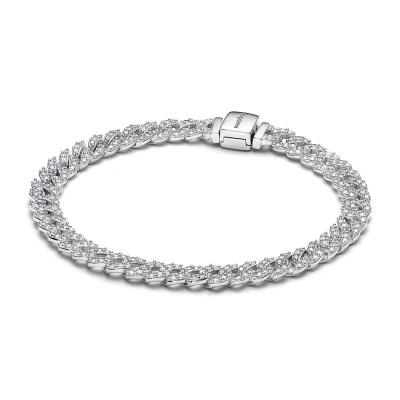 Abbildung von Pandora PAVÉ CUBAN CHAIN Armband, Damen, Größe: 18, Sterling silver