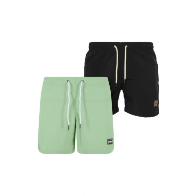 Abbildung von Urban Classics Herren Badehose Block Swim Shorts 2 Pack, 2er Pack für Männer, schnell trocknend, vintagegreen+black, XXL