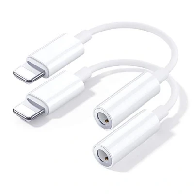 Abbildung von 2 Pack iPhone Aux Adapter 【Apple MFi Zertifiziert】 Lightning auf Klinke Kopfhörer 3.5mm Audio Kabel Konverter 3,5‑mm Kopfhöreranschluss für 14/13/12/11/X/XS Max/XR/8/7