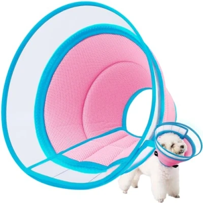 Abbildung von Halskrause Hund Weich, Schutzkragen Leckschutz Hund, Atmungsaktive Hunde Halskrause, Einstellbarer Hundekragen Leckschutz, Leicht Halskrausen für Hunde, Haustier Elisabethanischer(Size 1, Pink)