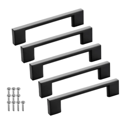Abbildung von SO TECH® Möbelgriff Bügelgriff Blackline XII schwarz matt inkl. Schrauben (Spar Set, 5 St), Schubladengriff Schrankgriff Bohrlochabstand (BA) 96 mm