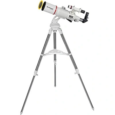 Abbildung von Bresser Refraktor Teleskop Messier AR 90/500 Nano AZ mit azimutaler Montierung und Edelstahl Dreibein Feldstativ