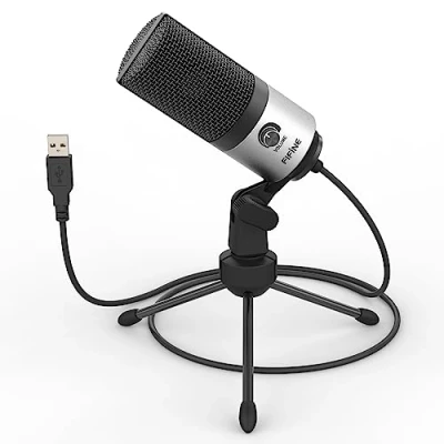 Abbildung von FIFINE Mikrofon PC USB, Microphone für MAC PS4 PS5, Podcast mit Ständer, Studioqualität Aufnahme kondensator Mikrofone Silber