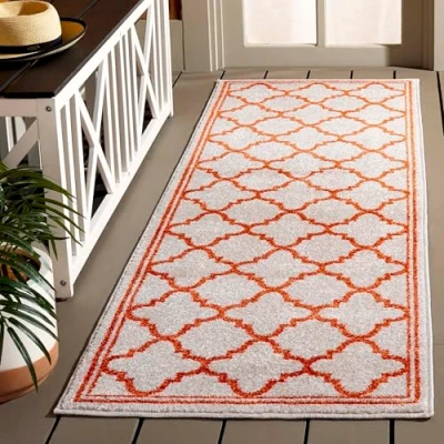 Abbildung von SAFAVIEH Boho Teppich für Wohnzimmer, Esszimmer, Schlafzimmer Amherst Collection, Kurzer Flor, Beige und Orange, 69 X 213 cm