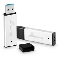 Abbildung von MediaRange USB 3.0 Hochleistungs Speicherstick 32GB Mini Flash Laufwerk mit hochwertigem Aluminium Gehäuse, externe Speichererweiterung Lesegeschwindigkeit von bis zu 130 MB/s, Farbe Silber
