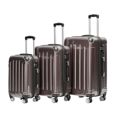 Abbildung von BEIBYE Hartschalen Koffer Trolley Rollkoffer Reisekoffer 4 Zwillingsrollen Polycabonat (Coffee, Kofferset)