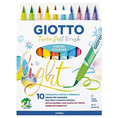 Abbildung von Giotto Turbo Soft Brush, Marker mit Pinselspitze, wasserlösliche verschiedene Pastellfarben, 10 Stück