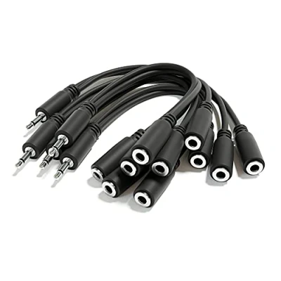 Abbildung von ExcelValley 5 Pack Mono Splitter Y Patchkabel TS 3,5mm 1/8&quot; Eurorack Synth Synthesizer [Schwarz]