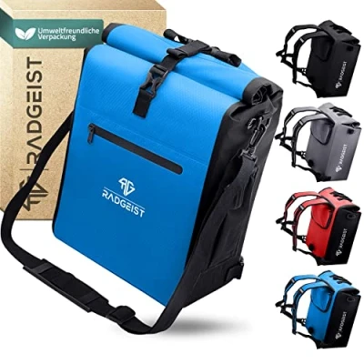 Abbildung von RADGEIST 3in1 Fahrradtasche für Gepäckträger Fahrrad Rucksack Gepäckträgertasche Umhängetasche mit Laptopfach wasserdicht 25L blau
