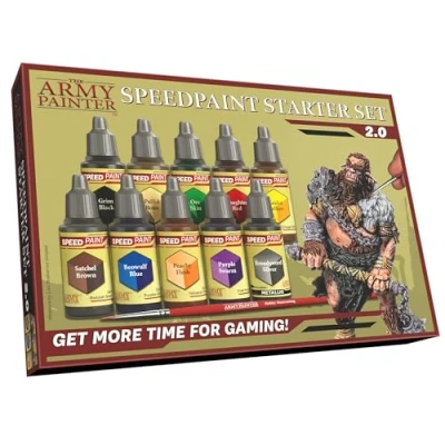 Abbildung von The Army Painter, Speedpaint 2.0 Starter Set, 10 x 18 ml Acryl Contrast Modellbau Farben inkl. 1 metallic &amp; Pinsel Modell Malen für Wargames Tabletop Figuren Miniaturen