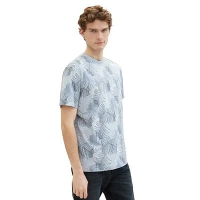 Abbildung von TOM Tailor MIT Allover Tshirt print, Herren, Größe: XL, Blue leaf design