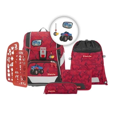 Abbildung von Step by 2IN1 PLUS Set 6TLG Schulranzen für Kinder, Größe: One Size, Monster truck rocky
