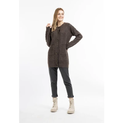 Abbildung von Dreimaster Strickjacke mit Knöpfen Damen Dunkelbraun