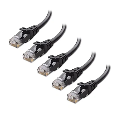 Abbildung von Cable Matters 5er Pack Snagless 10 Gigabit Cat 6 Lan Kabel kurz 90cm (Cat Ethernet Kabel, Wlan Lankabel Cat6) in Schwarz Netzwerkkabel 0,9 Meter