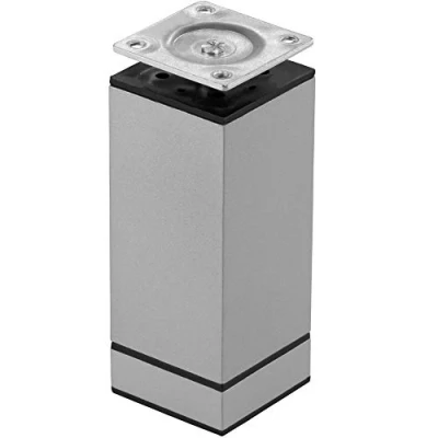 Abbildung von Gedotec Design Möbelfuß verstellbar Schrankfuß eckig Möbel Bein NIKO Sofa Fuß Höhe 100 mm Sockelfuß mit Gewinde Montageplatte Metall Silber 1 Stück Kommoden Ø 40 x