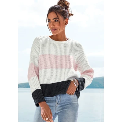 Abbildung von LASCANA Strickpullover mit modischen Querstreifen, legere Passform, bequem
