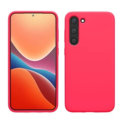 Abbildung von kwmobile Hülle kompatibel mit Samsung Galaxy S23 Plus dünnes Silikon Handy Case stoßfeste Handyhülle weiche Oberfläche Kabelloses Laden Neon Pink
