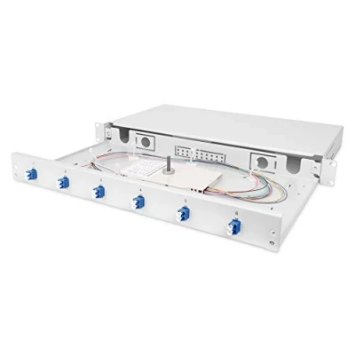 Abbildung von DIGITUS LWL Spleißbox 6 Kupplungen LC OS2 1HE 19 Zoll Multi Mode Simplex Mit Spleiß Kassette Rack Einbau