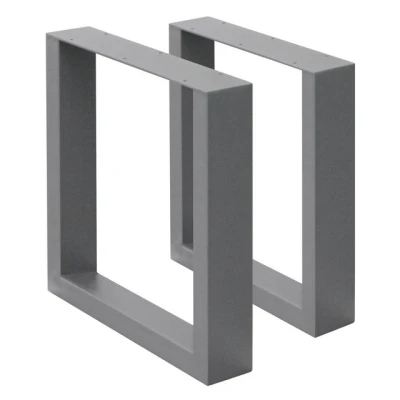 Abbildung von ECD Germany Tischbein 2er Set Tischgestell aus Vierkantprofilen pulverbeschichtete Stahl, Tischfuß 30x43 cm Grau Industriedesign Metall Tischkufen