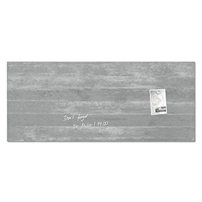 Abbildung von SIGEL GL248 Premium Glas Whiteboard 130x55 cm Motiv Sichtbeton hochglänzend, SGS geprüft, einfache Montage, incl. 2 starke Magnete, Magnettafel Artverum