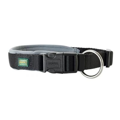 Abbildung von HUNTER Neopren VARIO PLUS Halsung, Hundehalsband, Nylon, mit gepolstert, 55/2,5 (L), schwarz/grau