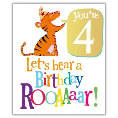 Abbildung von Danilo Promotions Geburtstagskarte zum 4. Geburtstag, Happy mehrfarbig, 17,8 x 15,2 cm