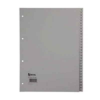 Abbildung von Rexel Zahlenregister aus PP Folie für A4, 226 x 297 mm, 20 Blatt, 1 Stück, grau