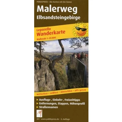 Abbildung von Malerweg Elbsandsteingebirge: Leporello Wanderkarte mit Ausflugszielen, Einkehr &amp; Freizeittipps, wetterfest, reissfest, abwischbar, GPS genau. 1:25000 (Leporello Wanderkarte: LEP WK)