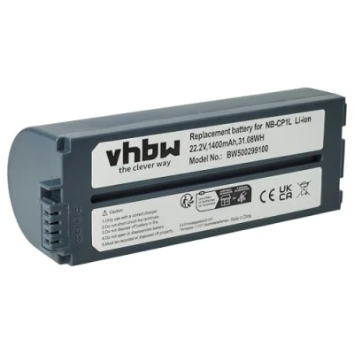 Abbildung von vhbw Akku kompatibel mit Canon Selphy CP 1200, 100, 1000 Drucker Kopierer Scanner Etiketten (1400 mAh, 22,2 V, Li Ion)
