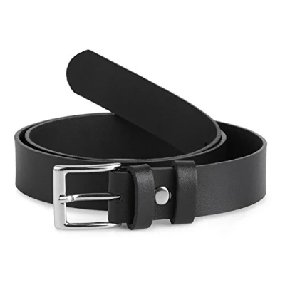 Abbildung von Ladeheid Kinder Gürtel Ledergürtel Mode Accessoire für Jungen mit Schnalle 2,5 cm Breit K1D5 (Schwarz 1, 55 (Gesamtlänge 74 cm))