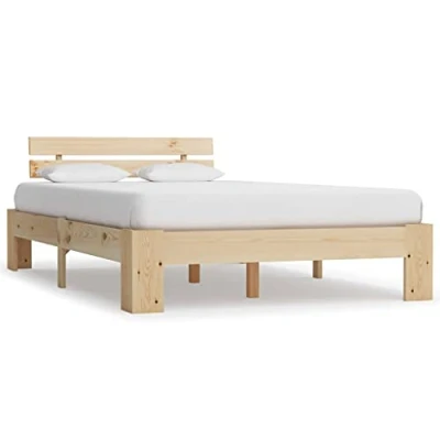 Abbildung von vidaXL Kiefernholz Massiv Bettgestell Holzbett Futonbett Doppelbett Massivholz Bett Bettrahmen Lattenrost Schlafzimmerbett 140x200cm
