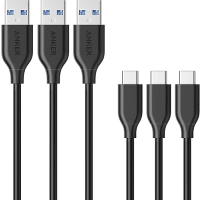 Abbildung von Anker Powerline [3 Pack] 90cm USB C Kabel auf 3.0, lebenslange Herstellergarantie, mit 56k Ohm Pull Up Widerstand für iPhone 16/15, Galaxy Note 10/Note 9/S10+/S10, Huawei, LG V30, Smartphone usw.