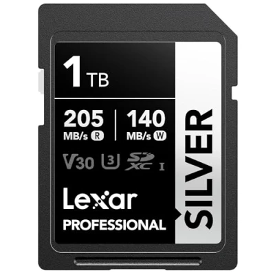 Abbildung von Lexar Silver SD Karte 1TB, UHS I SDXC Card 205 MB/s Read Speed, 140 Write V30, U3, C10, 4K UHD Video, Memory with Lifetime Data Recovery