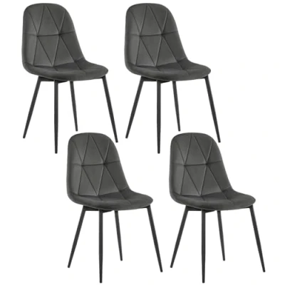 Abbildung von Lestarain 4er Set Esszimmerstühle mit Rückenlehne, Küchenstuhl Samtbezug Polsterstuhl aus Metall, ergonomischer Stuhl für Esstisch, Dunkelgrau LCNI109001 4