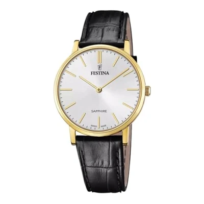 Abbildung von Festina Quarzuhr Swiss Made, F20016/1, Armbanduhr, Herrenuhr, Damenuhr, Lederarmband, Saphirglas