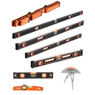 Abbildung von VEVOR 6 Stk. Wasserwaagen Set Messwerkzeug mit Libellen 200/120/80/60/40/25cm