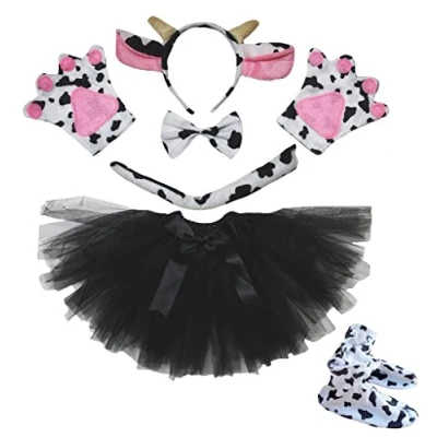 Abbildung von Petitebelle Rind, Kuh, Stirnband Bowtie Handschuhe Tutu Schuhe 6pc Mädchen Kostüm Set Einheitsgröße Braun