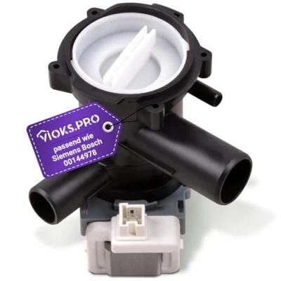 Abbildung von Vioks.pro Ablaufpumpe Laugenpumpe 30W Ersatz für Bosch 00145787 00144978 Waschmaschinen Ablauf Pumpe mit Pumpenkopf &amp; Sieb Maxx 7 Varioperfect, Avantixx/Siemens IQ300 IQ500