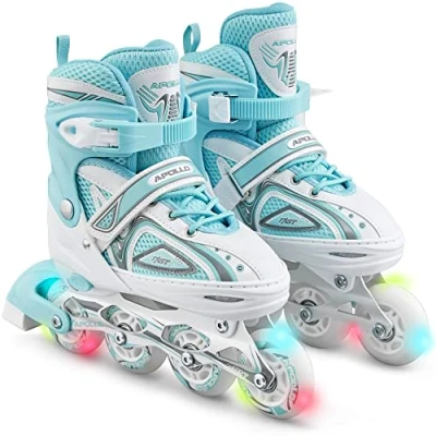 Abbildung von Apollo Super Blades, größenverstellbare Inline Skates für Damen und Kinder, Inliner Erwachsene, Mädchen Jungen in den Größen 3142, LED
